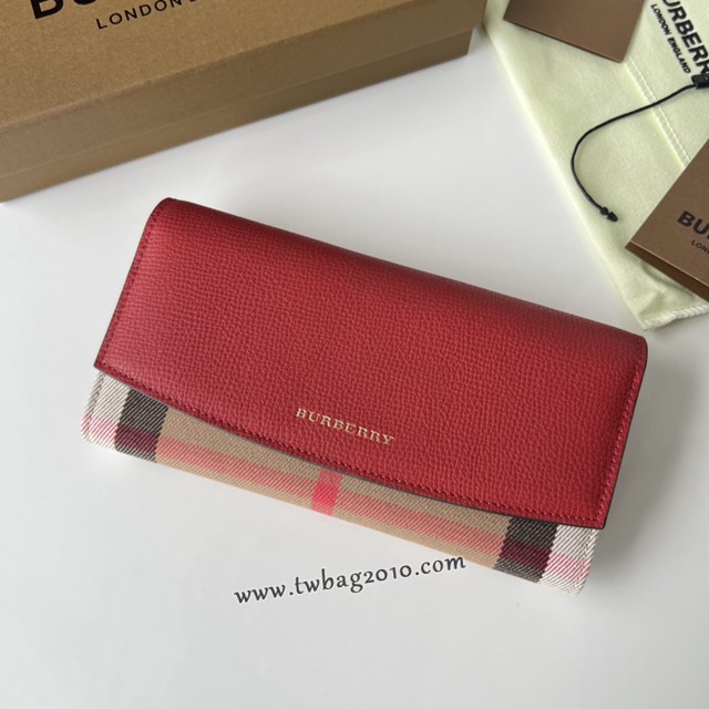 Burberry專門店新款格紋長錢包 巴寶莉小牛皮翻蓋女士錢包 yxb1403